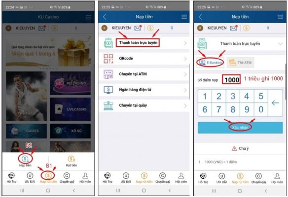 Hướng dẫn cách nạp tiền trực tiếp trên app tài xỉu Ku68